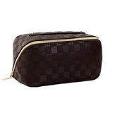 Leather Checkered Makeup Bag