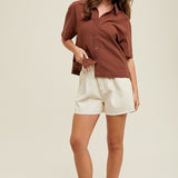 Boxy Linen Button-Up Blouse