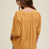 Balloon Sleeve Pleated Blouse