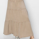 High Rise Tiered Tencel Skirt (Risen Jeans)