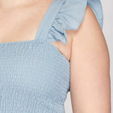 Frilled Shoulder Smocked Maxi Dress (Plus)