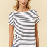 Soft In Stripes Boat Neck Tee