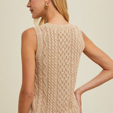 Washed Cable Knit Sweater Tank