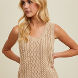 Washed Cable Knit Sweater Tank