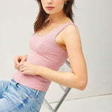 Soft & Stretchy Striped Scoop Tank