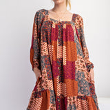 Patchwork Gauze Woven Dress