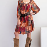 Patchwork Gauze Woven Dress