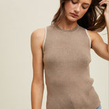 Two Tone Ribbed Sweater Tank