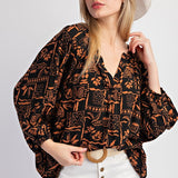 Aztec Print Challis Top