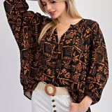 Aztec Print Challis Top