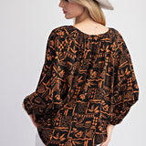 Aztec Print Challis Top