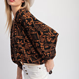 Aztec Print Challis Top