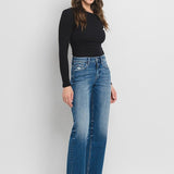 Aileeah High Rise Slim Wide Leg Jean (Vervet)