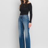 Aileeah High Rise Slim Wide Leg Jean (Vervet)