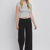 Olivia Cropped Wide Leg Black Jean (Vervet)