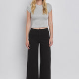 Olivia Cropped Wide Leg Black Jean (Vervet)