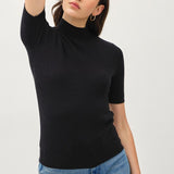 Mock Neck Short Sleeve Sweater