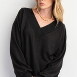 Deep V Brushed Hacci Pullover