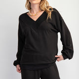 Deep V Brushed Hacci Pullover