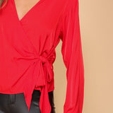 Side Tie V Neck Blouse