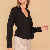 Side Tie V Neck Blouse