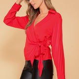 Side Tie V Neck Blouse