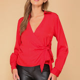 Side Tie V Neck Blouse