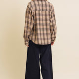 Brushed Plaid Button Down Shacket