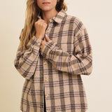 Brushed Plaid Button Down Shacket