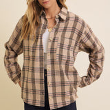 Brushed Plaid Button Down Shacket