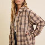 Brushed Plaid Button Down Shacket