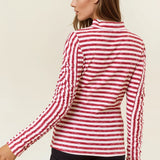 Lurex Striped Mock Neck Top