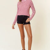 Lurex Striped Mock Neck Top