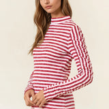Lurex Striped Mock Neck Top