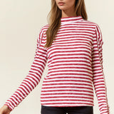 Lurex Striped Mock Neck Top