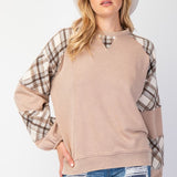 Washed Plaid Mix Pullover