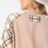 Washed Plaid Mix Pullover