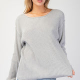 Drop Shoulder Rib Knit Sweater