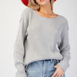 Drop Shoulder Rib Knit Sweater