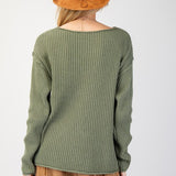 Drop Shoulder Rib Knit Sweater