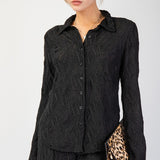 Textured Woven Button Down Blouse