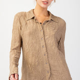 Textured Woven Button Down Blouse