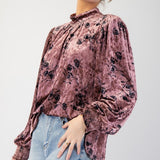 Floral Print Velvet Top