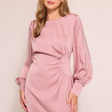 Waist Ashirred Satin Dress