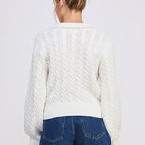 Johnny Collar Cable Knit Pullover