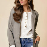 Shirred Sleeve Textured Blazer