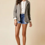 Shirred Sleeve Textured Blazer