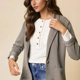Shirred Sleeve Textured Blazer