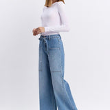Nicole Tie Waist Baggy Wide Jean (Flying Monkey)