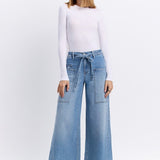 Nicole Tie Waist Baggy Wide Jean (Flying Monkey)